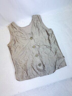 Vintage Neil & David Silk Linen Button Down Vest Small